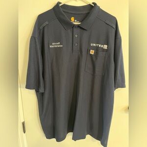 Men’s size 2XL United Airlines Aircraft Maintenance Blue Carhartt Shirt